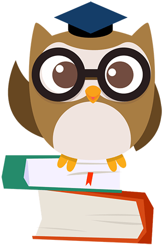owlie on top of books
