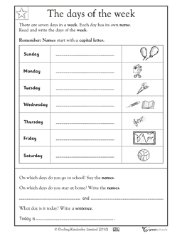 Kindergarten writing worksheet