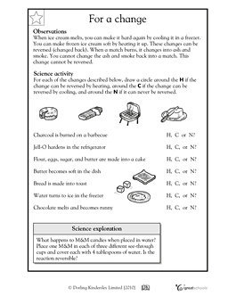 Second grade science worksheet