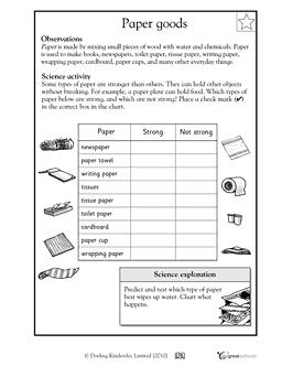 Second grade science worksheet