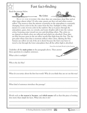 5 great reading worksheets: grade 5 - Finding key points ...